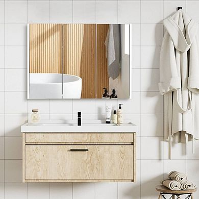 Hivvago 3-door Wall-mounted Mirror Cabinet With 3-adjustable Shelves