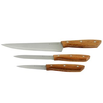 Gibson Home Seward 3 pc Stainless Steel Cutlery Set with Wood Handles