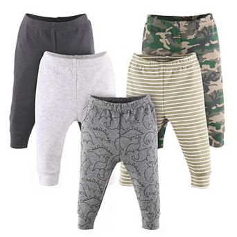 The Peanutshell Baby Boy Pants Set, 5 Pack, Camo & Dino