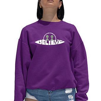 Believe UFO - Women's Word Art Crewneck Sweatshirt
