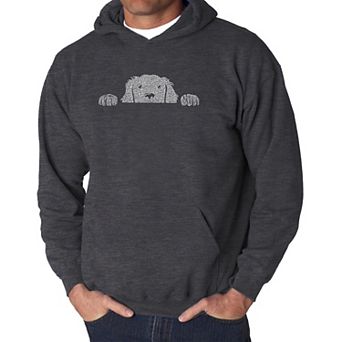 Peeking Dog - Men's Word Art Hooded Sweatshirt