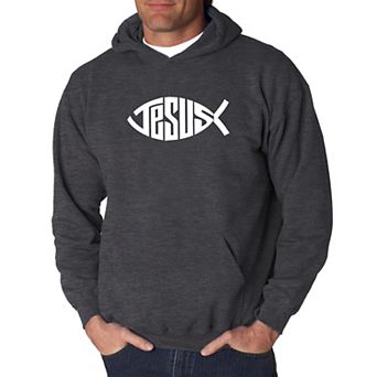 Christian Jesus Name Fish Symbol - Men's Word Art Hooded Sweatshirt