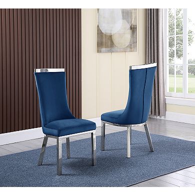 Best Quality Furniture Upholstered Dining Chair with Stainless Steel (Set of 2)