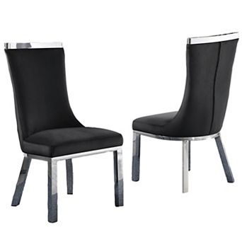 Best Quality Furniture Upholstered Dining Chair with Stainless Steel (Set of 2)