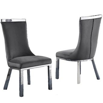 Best Quality Furniture Upholstered Dining Chair with Stainless Steel (Set of 2)