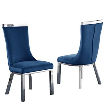 Best Quality Furniture Upholstered Dining Chair with Stainless Steel (Set of 2)