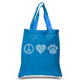 Small Word Art Tote Bag - Peace Love Cats