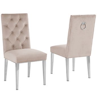 Best Quality Furniture Dining Side Chair with Chrome Base (Set of 2)