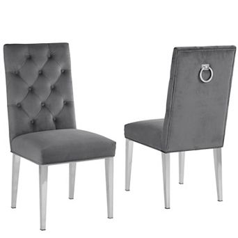 Best Quality Furniture Dining Side Chair with Chrome Base (Set of 2)