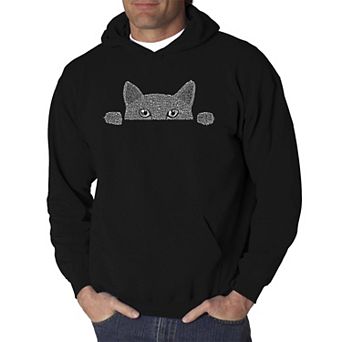 Peeking Cat - Men's Word Art Hooded Sweatshirt