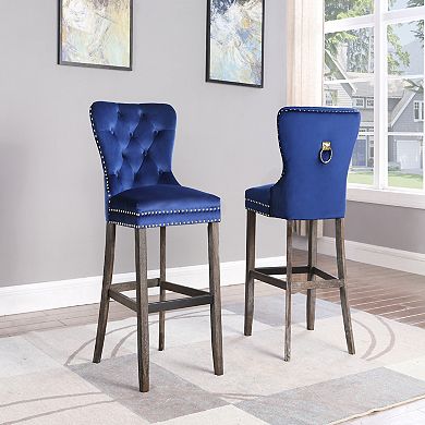 Best Quality Furniture Upholstered Bar Stools with Metal Footrest (Set of 2)