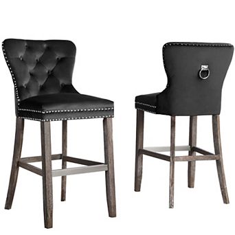 Best Quality Furniture Upholstered Bar Stools with Metal Footrest (Set of 2)