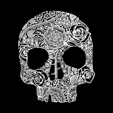 Small Word Art Tote Bag - Flower Skull