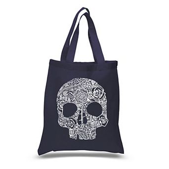 Small Word Art Tote Bag - Flower Skull