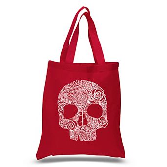 Small Word Art Tote Bag - Flower Skull