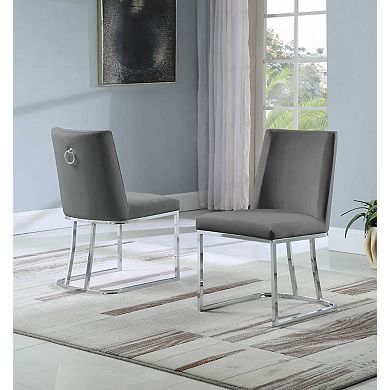 Best Quality Furniture Upholstered Dining Side Chair with Chrome Base (Set of 2)