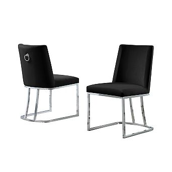Best Quality Furniture Upholstered Dining Side Chair with Chrome Base (Set of 2)