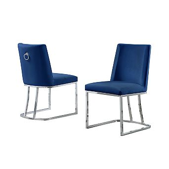 Best Quality Furniture Upholstered Dining Side Chair with Chrome Base (Set of 2)