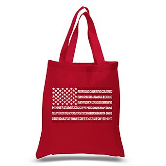 Small Word Art Tote Bag - 50 States USA Flag