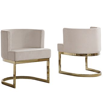 Best Quality Furniture Dining Barrel Chair with Gold Chrome Base (Set of 1)