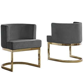 Best Quality Furniture Dining Barrel Chair with Gold Chrome Base (Set of 1)