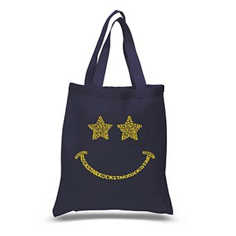 Small Word Art Tote Bag - Rockstar Smiley
