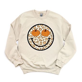Pumpkin Leopard Smiley Sweatshirt