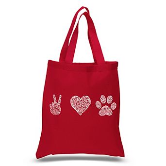 Small Word Art Tote Bag - Peace Love Dogs