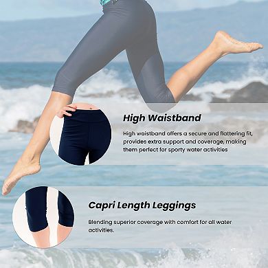 Women's High Waisted Capri Swim Leggings