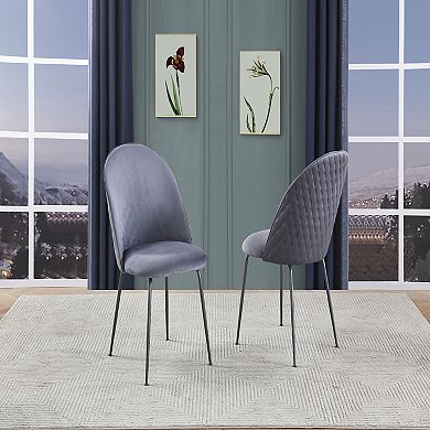 Best Quality Furniture Upholstered Dining Side Chair with Iron Leg (Set of 2)