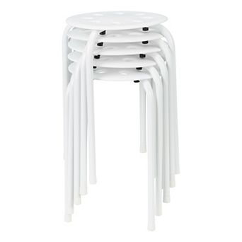 Norwood Commercial Furniture White Stacking Stool Set (Pack of 5)