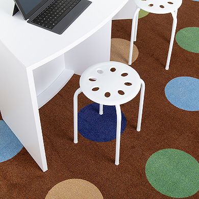 Norwood Commercial Furniture White Stacking Stool Set (Pack of 5)