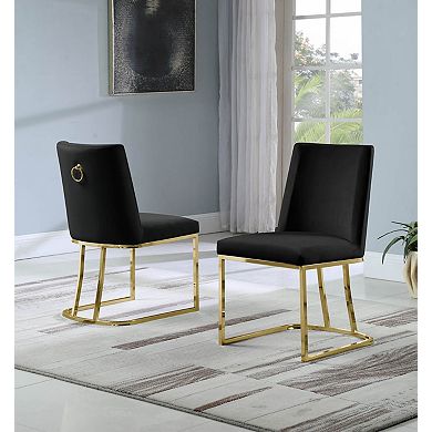 Best Quality Furniture Upholstered Dining Side Chair with Gold Chrome Base (Set of 2)