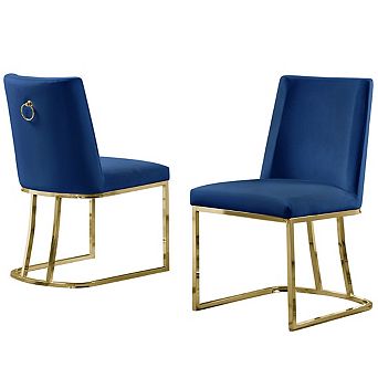 Best Quality Furniture Upholstered Dining Side Chair with Gold Chrome Base (Set of 2)
