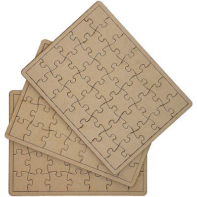 3 Pack Diy Jigsaw Puzzle Blank Wooden Canvas With 35 Pieces Each, 10 X 7 In