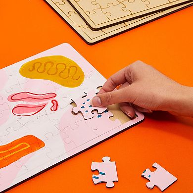 3 Pack Diy Jigsaw Puzzle Blank Wooden Canvas With 35 Pieces Each, 10 X 7 In