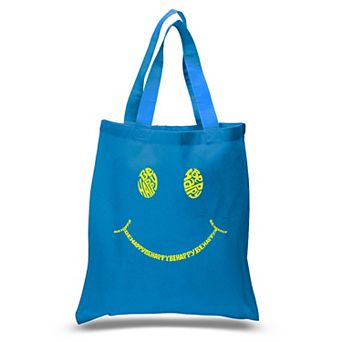 Small Word Art Tote Bag - Be Happy Smiley Face