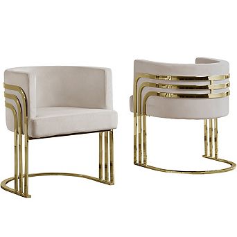 Best Quality Furniture Gold Upholstered Barrel Chair (Set of 1)
