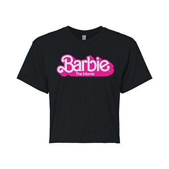 Juniors' Barbie The Movie Logo Cropped Tee Graphic Tee