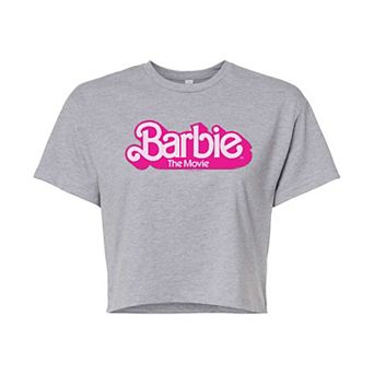 Juniors' Barbie The Movie Logo Cropped Tee Graphic Tee
