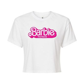 Juniors' Barbie The Movie Logo Cropped Tee Graphic Tee