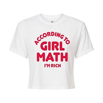 Juniors' Girl Math I'm Rich Cropped Graphic Tee