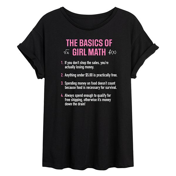 Juniors' Girl Math Basics Flowy Graphic Tee