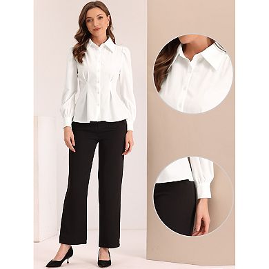 Ruffle Shirt for Women's Long Sleeve Button Up Office Work Blouse