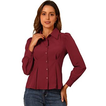 Ruffle Shirt for Women's Long Sleeve Button Up Office Work Blouse