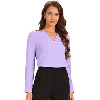 Work Office Blouse for Women's Long Sleeve V Neck Blouses