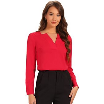 Work Office Blouse for Women's Long Sleeve V Neck Blouses