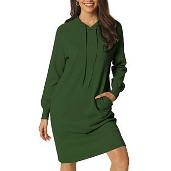 Womens' Casual Pullover Sweatshirt Long Sleeve Hoodie Dress With Pockets