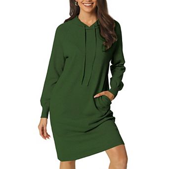 Womens' Casual Pullover Sweatshirt Long Sleeve Hoodie Dress With Pockets