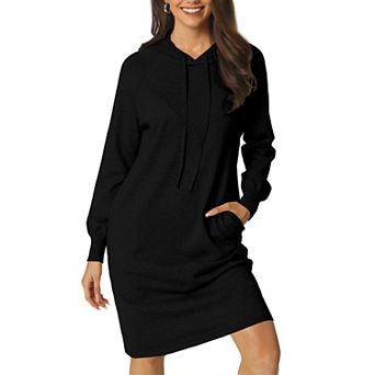 Womens' Casual Pullover Sweatshirt Long Sleeve Hoodie Dress With Pockets